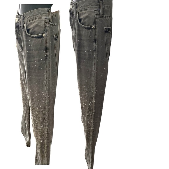 Zara Gray Studded Boho Jean Denim Collegecore Mid-Rise Straight Women Leg SZ 4 - Picture 3 of 9